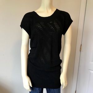 Calvin Klein black semi-sheer tunic sweater